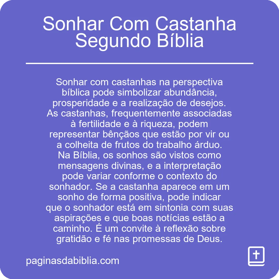 Sonhar Com Castanha Segundo Bíblia