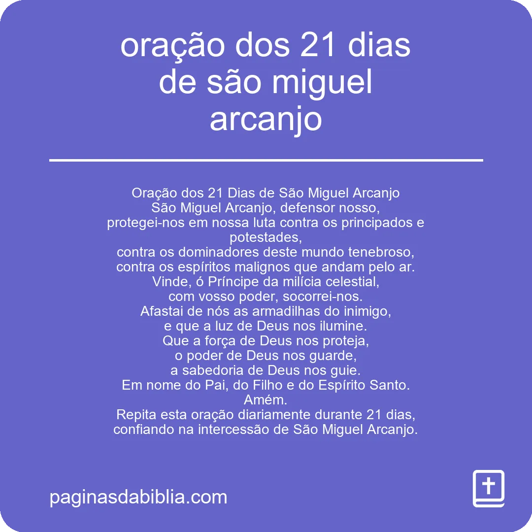 oração dos 21 dias de são miguel arcanjo