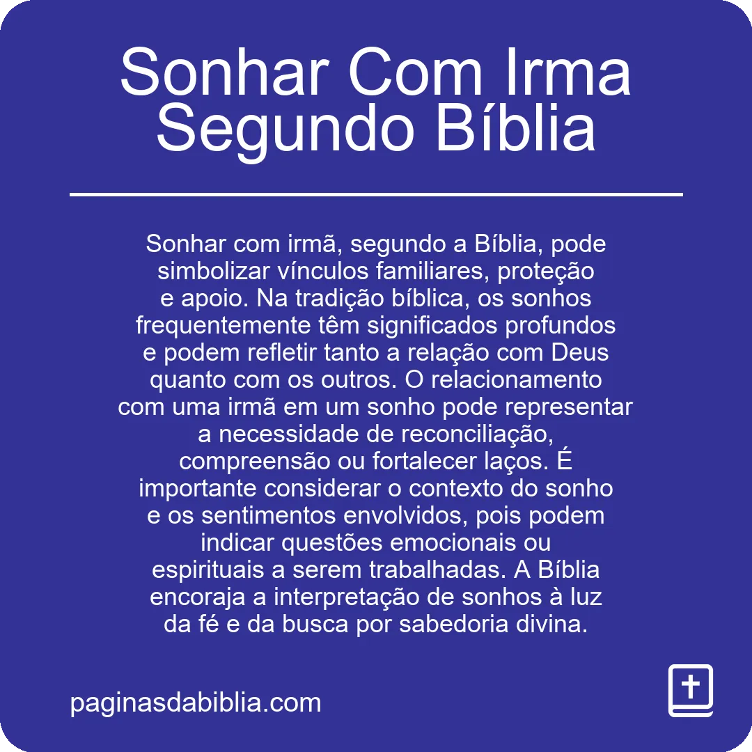 Sonhar Com Irma Segundo Bíblia