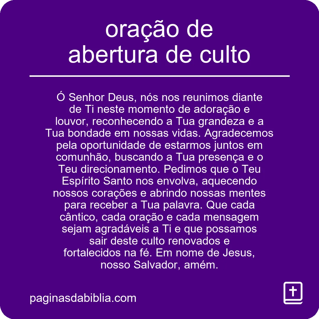 oração de abertura de culto