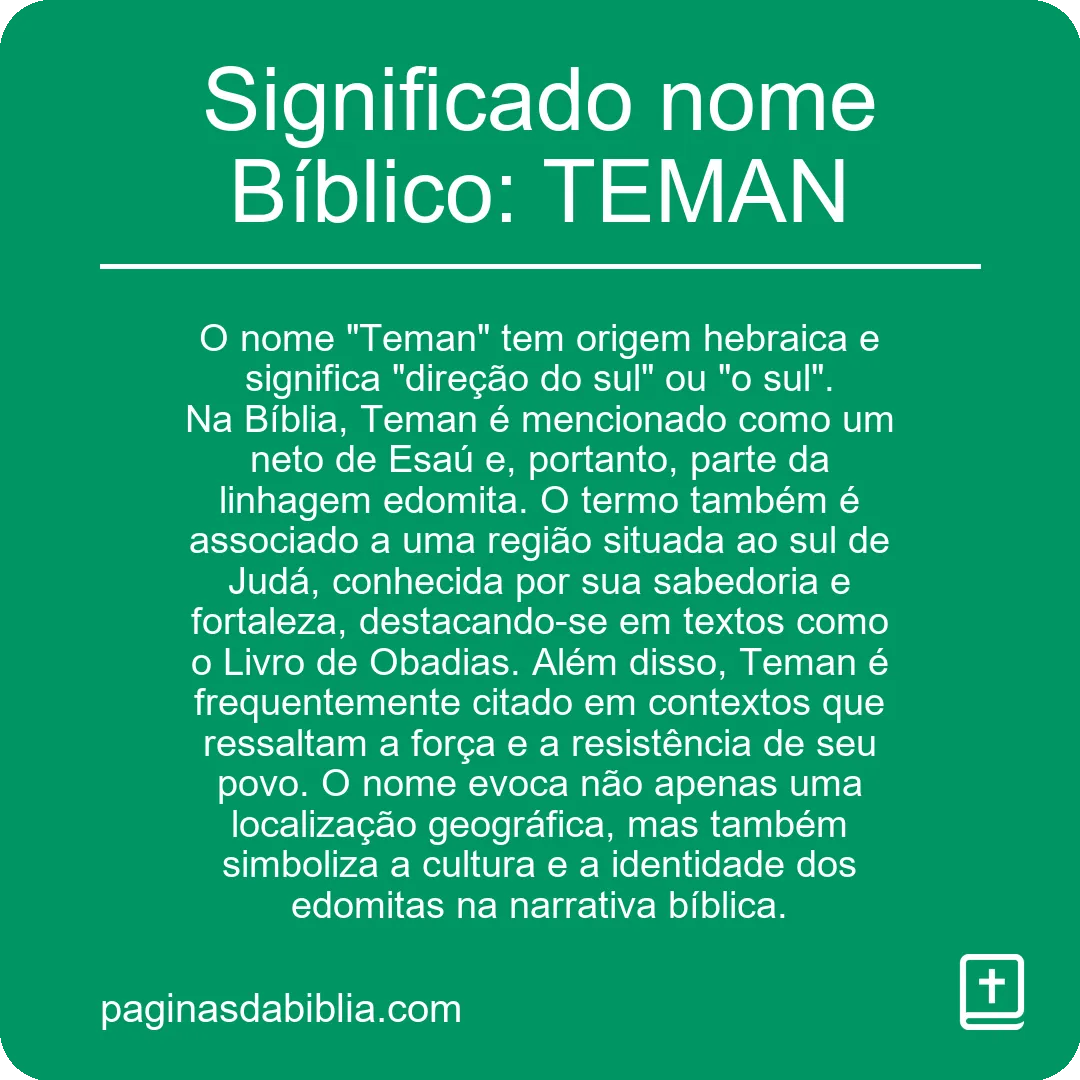 Significado nome Bíblico: TEMAN