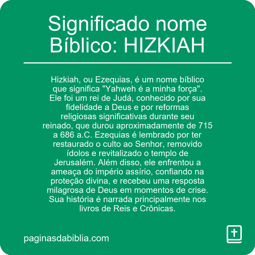 Significado nome Bíblico: HIZKIAH