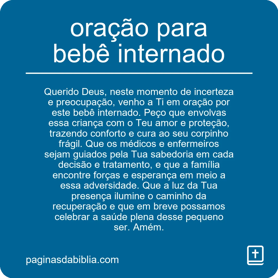 oração para bebê internado