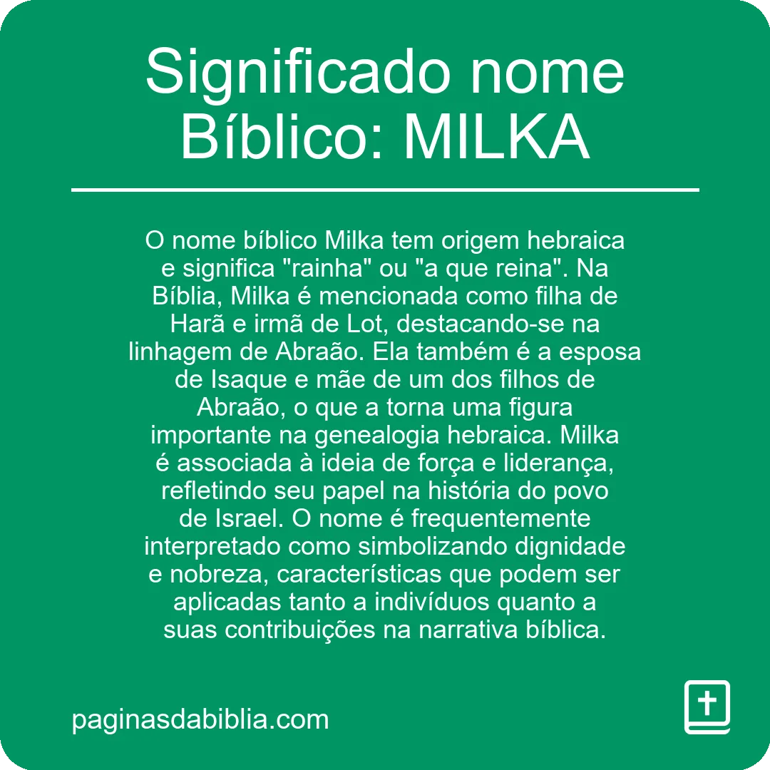 Significado nome Bíblico: MILKA