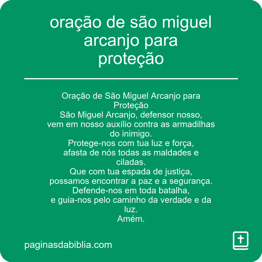 oração de são miguel arcanjo para proteção