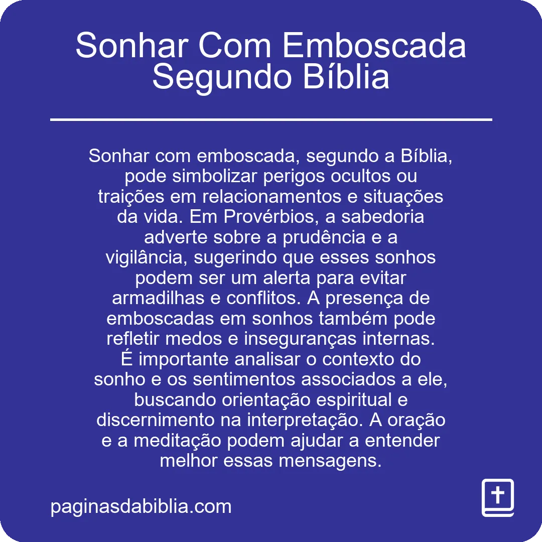 Sonhar Com Emboscada Segundo Bíblia