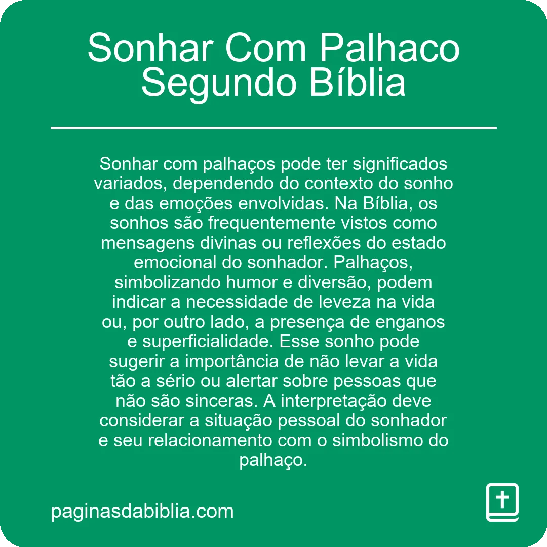 Sonhar Com Palhaco Segundo Bíblia