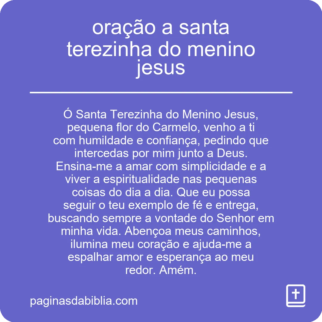 oração a santa terezinha do menino jesus