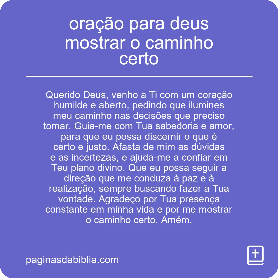 oração para deus mostrar o caminho certo