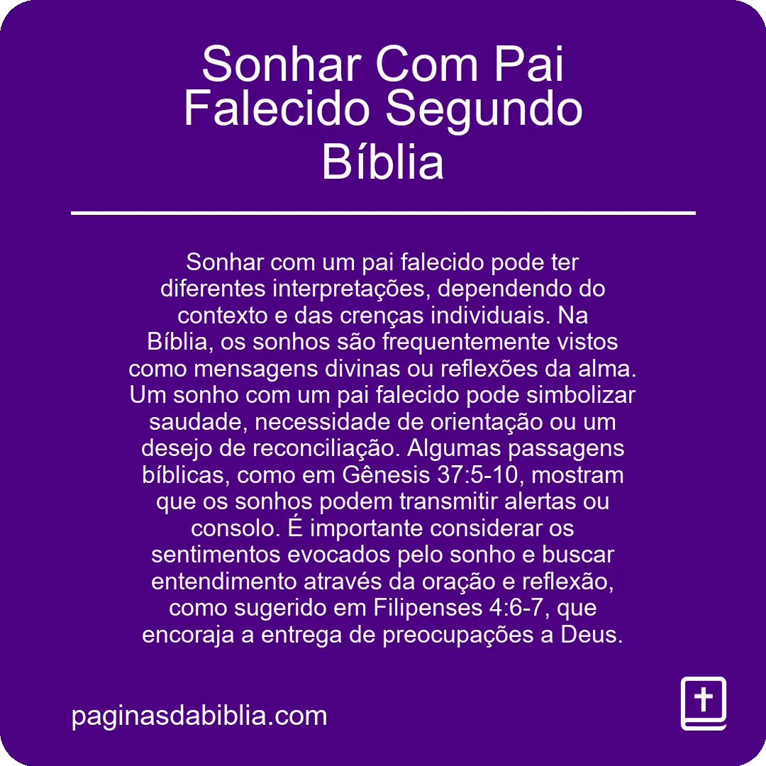 Sonhar Com Pai Falecido Segundo Bíblia