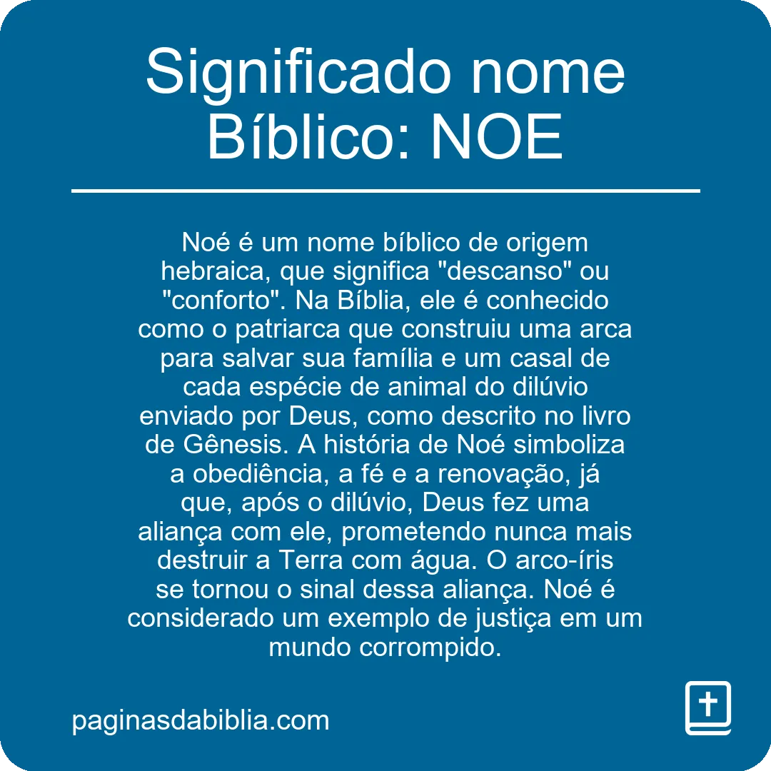 Significado nome Bíblico: NOE