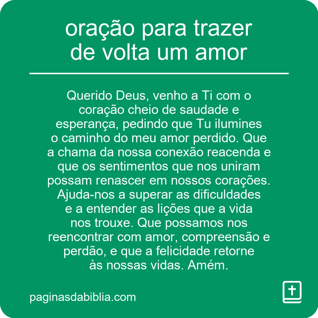 oração para trazer de volta um amor