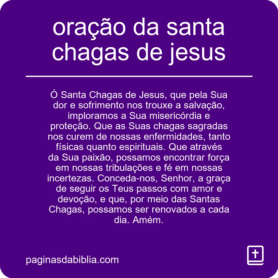 oração da santa chagas de jesus