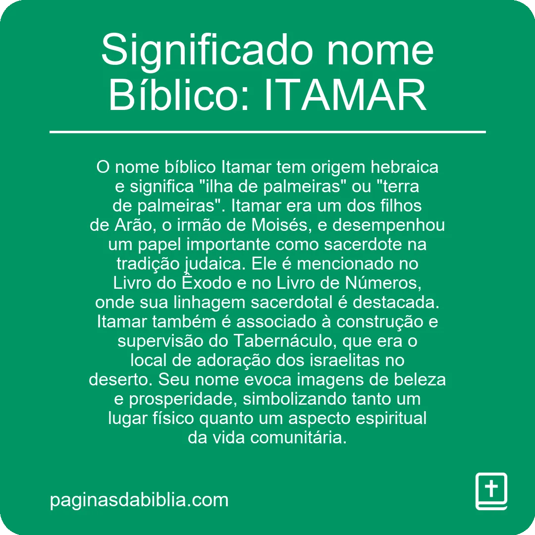 Significado nome Bíblico: ITAMAR