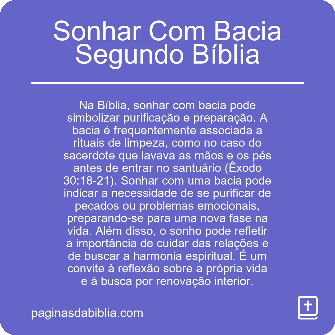 Sonhar Com Bacia Segundo Bíblia