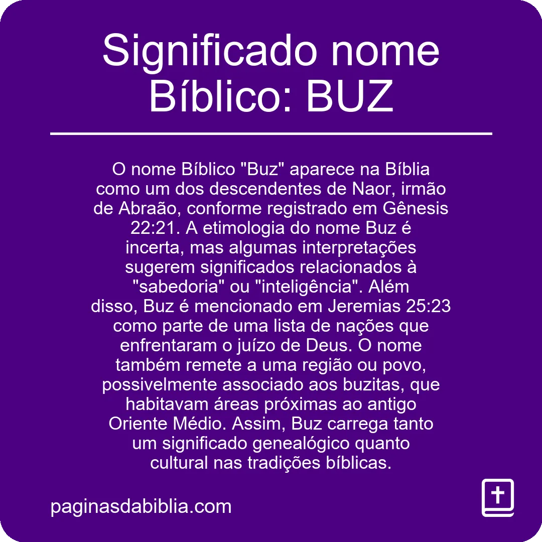 Significado nome Bíblico: BUZ