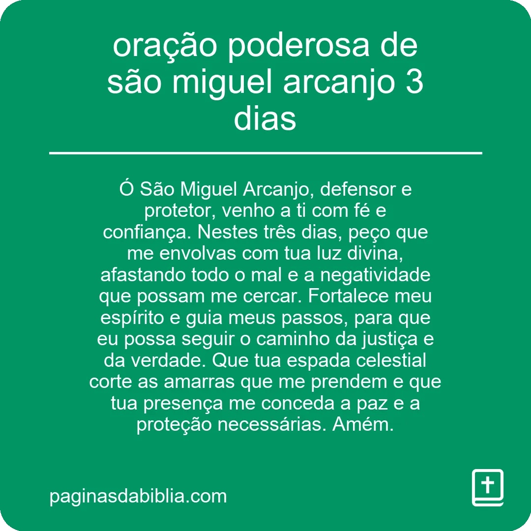 oração poderosa de são miguel arcanjo 3 dias