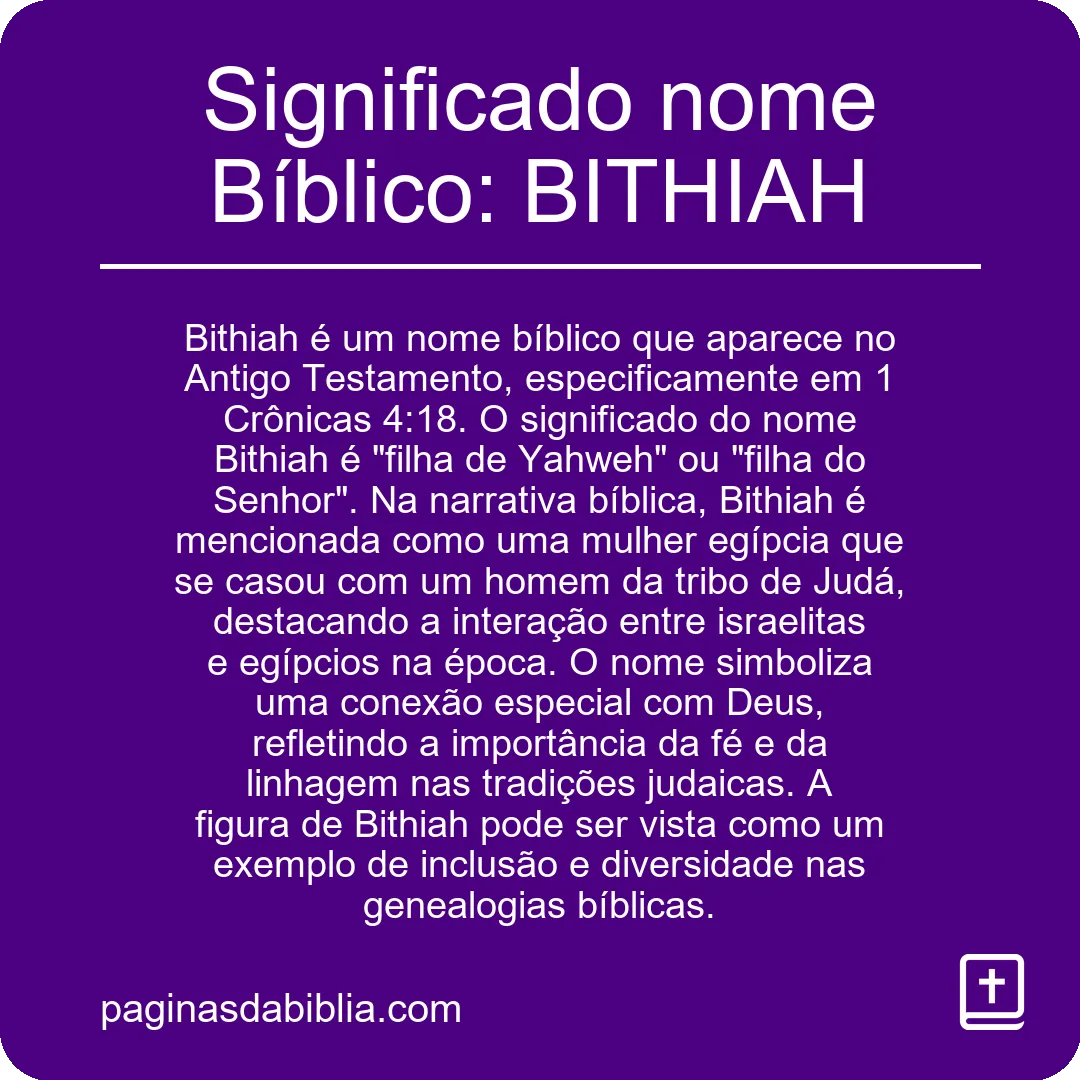 Significado nome Bíblico: BITHIAH