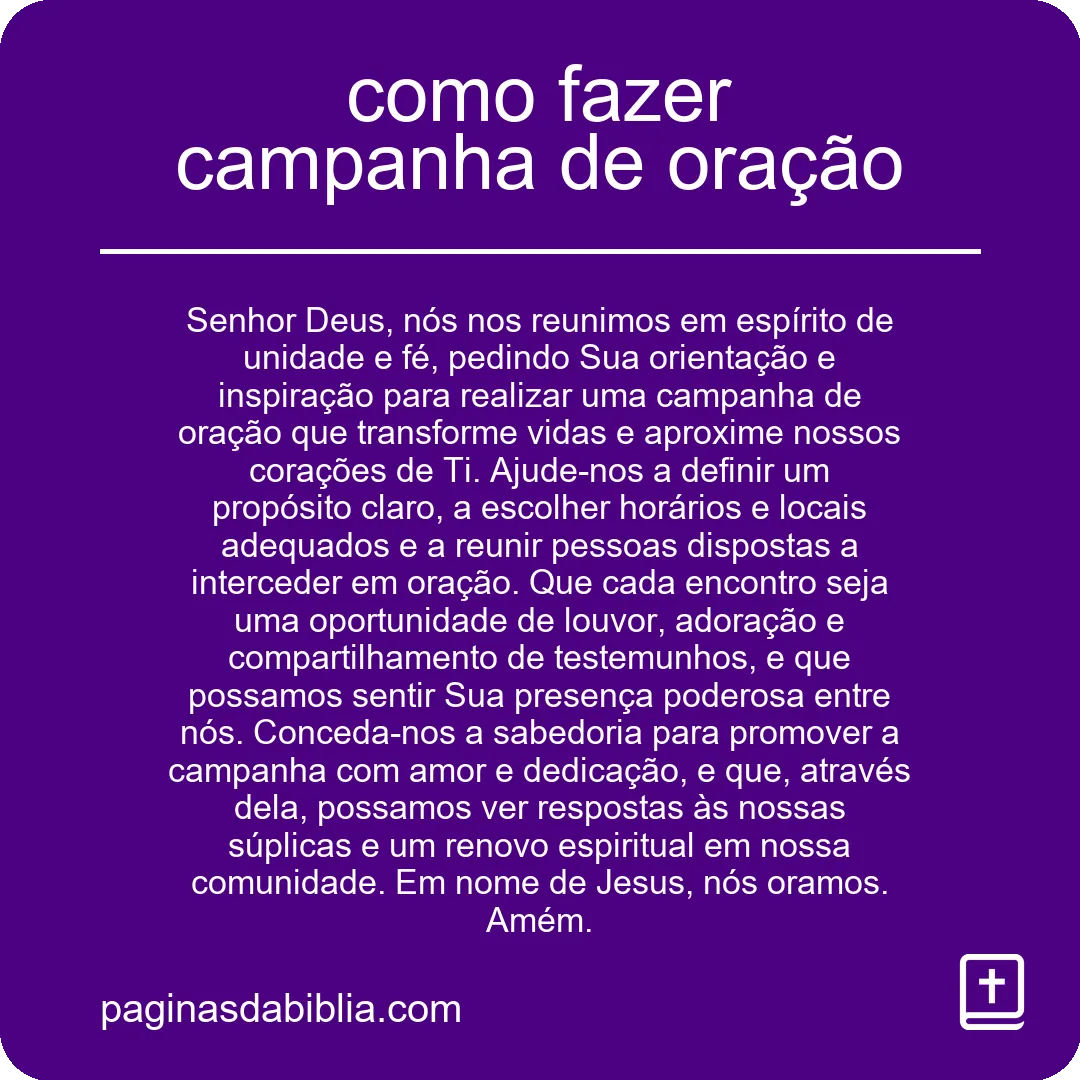 como fazer campanha de oração