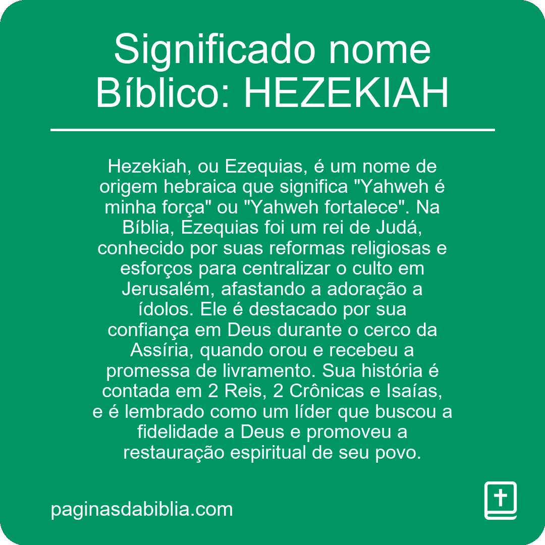 Significado nome Bíblico: HEZEKIAH