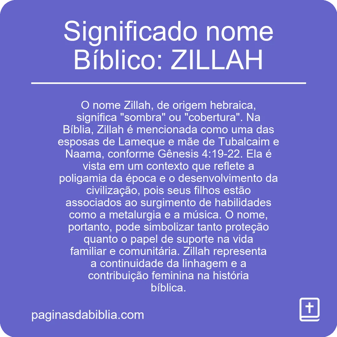 Significado nome Bíblico: ZILLAH