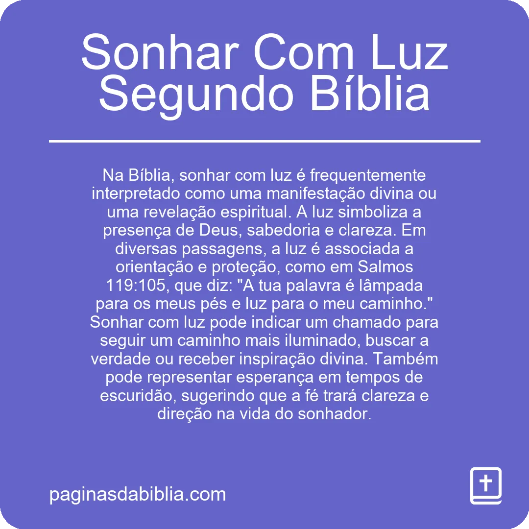 Sonhar Com Luz Segundo Bíblia