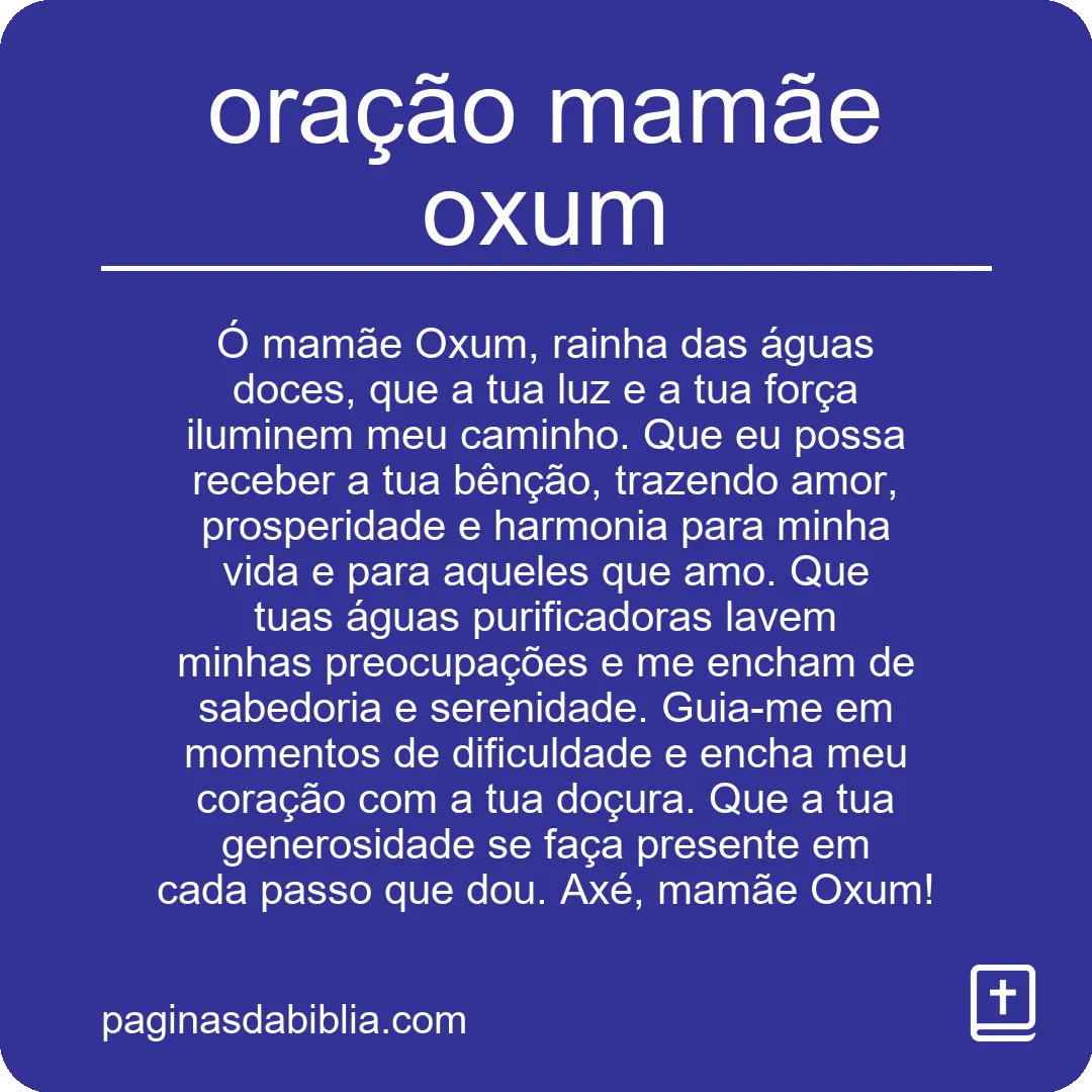 oração mamãe oxum