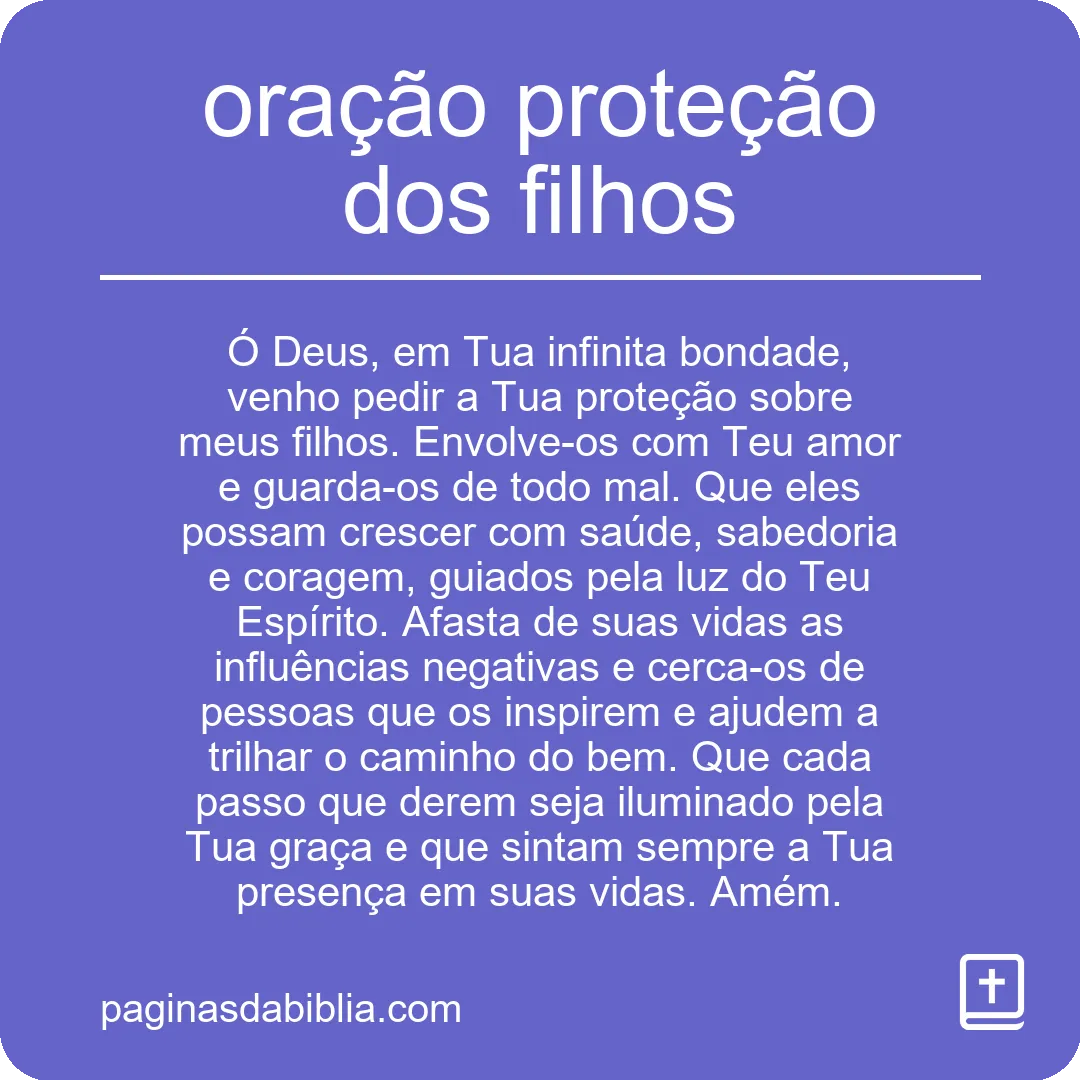 oração proteção dos filhos