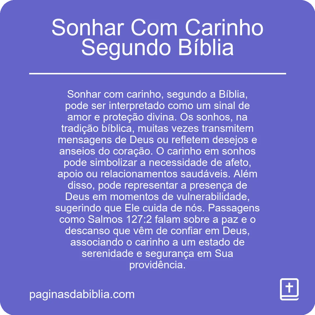 Sonhar Com Carinho Segundo Bíblia