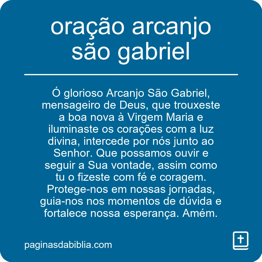 oração arcanjo são gabriel