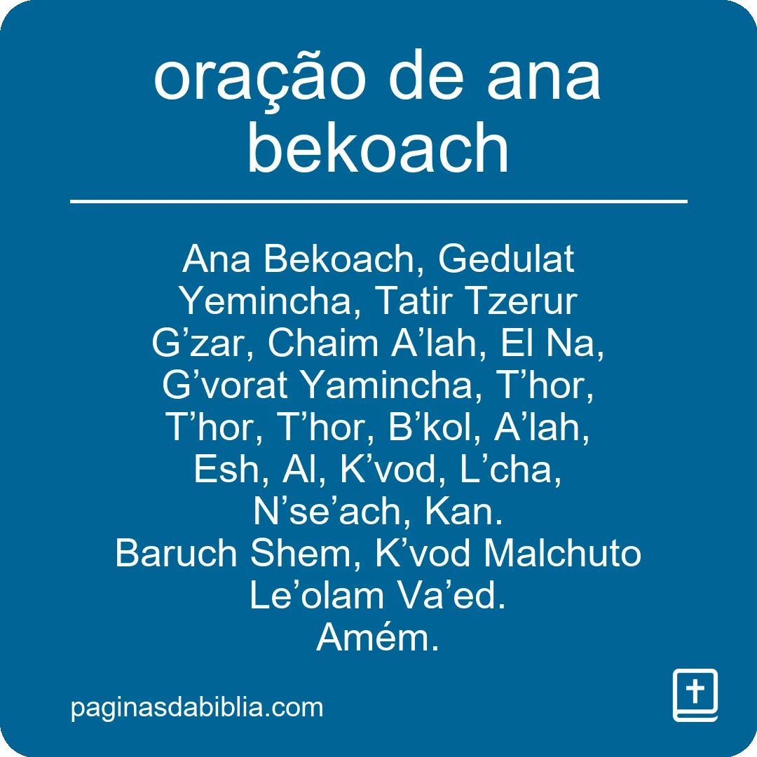 oração de ana bekoach