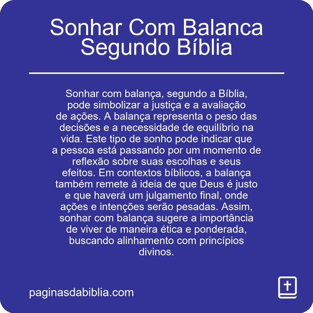 Sonhar Com Balanca Segundo Bíblia