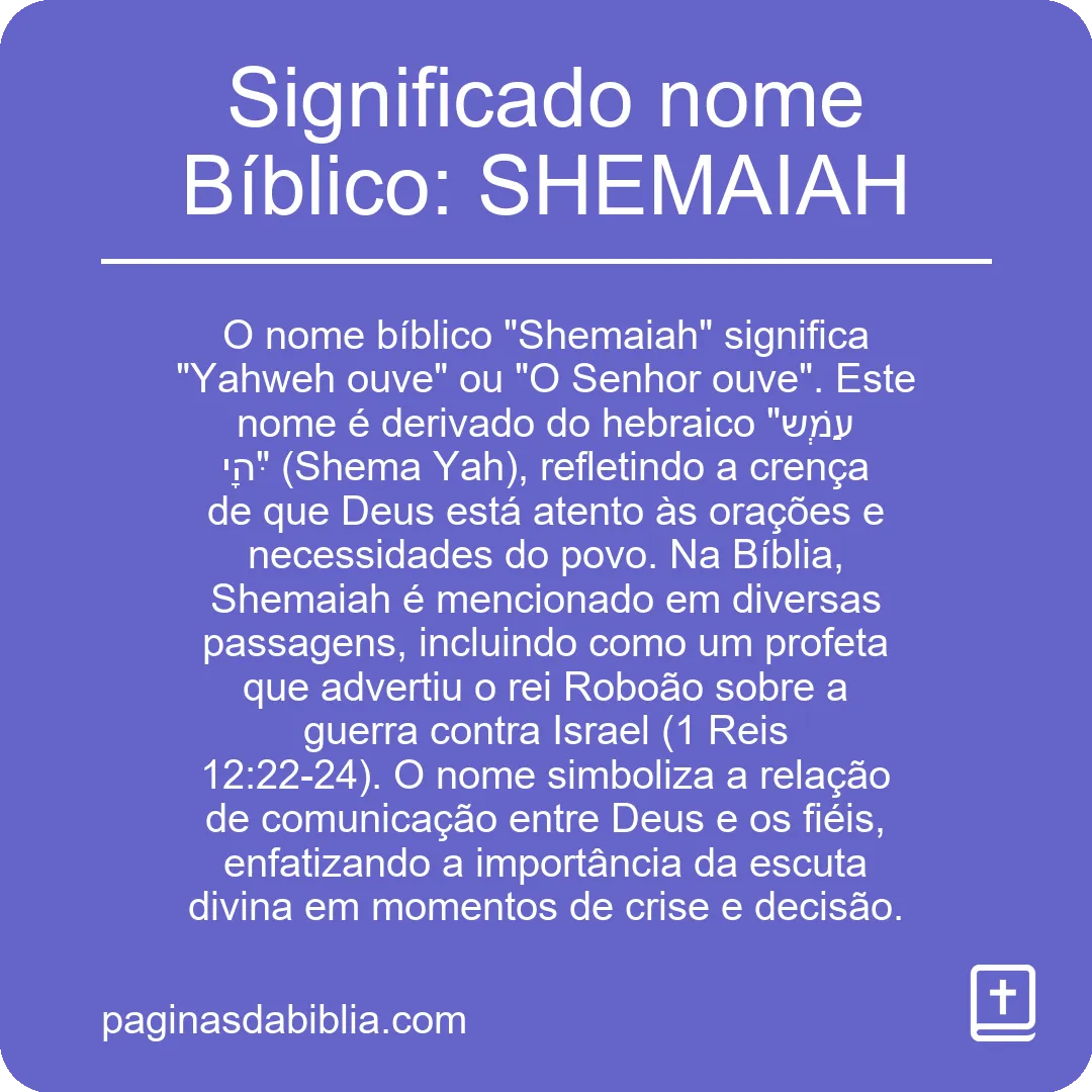 Significado nome Bíblico: SHEMAIAH