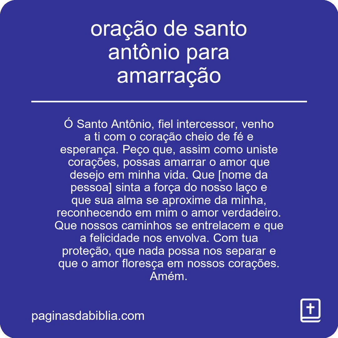 oração de santo antônio para amarração