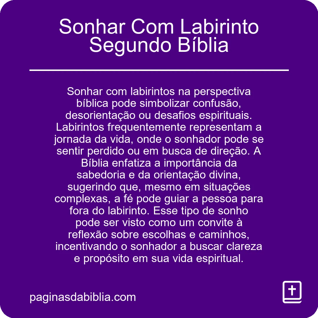 Sonhar Com Labirinto Segundo Bíblia