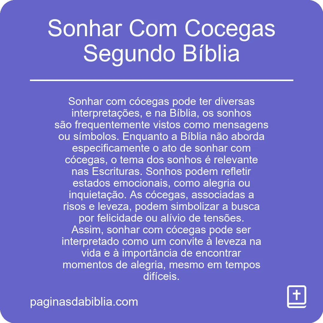 Sonhar Com Cocegas Segundo Bíblia