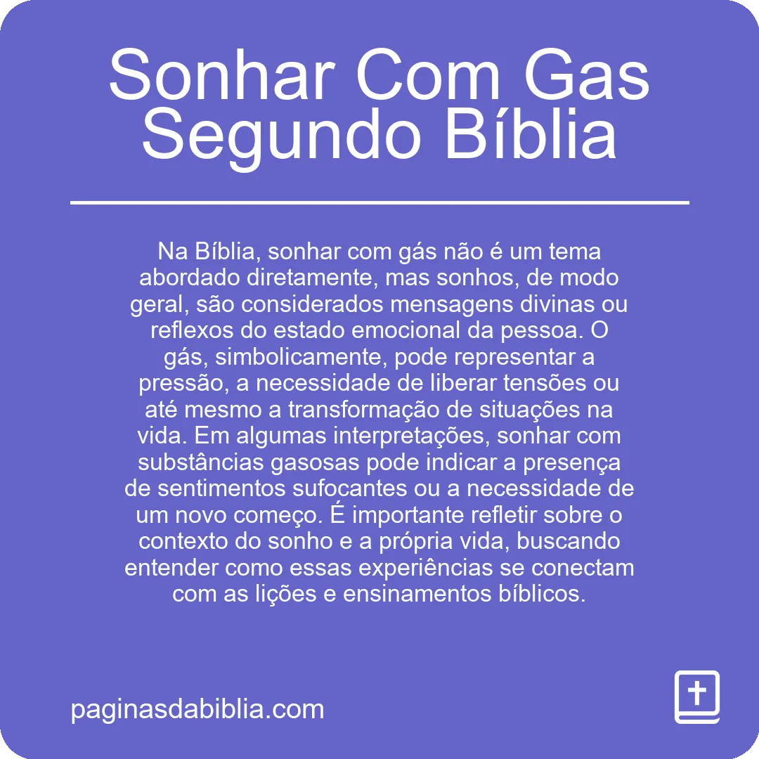 Sonhar Com Gas Segundo Bíblia