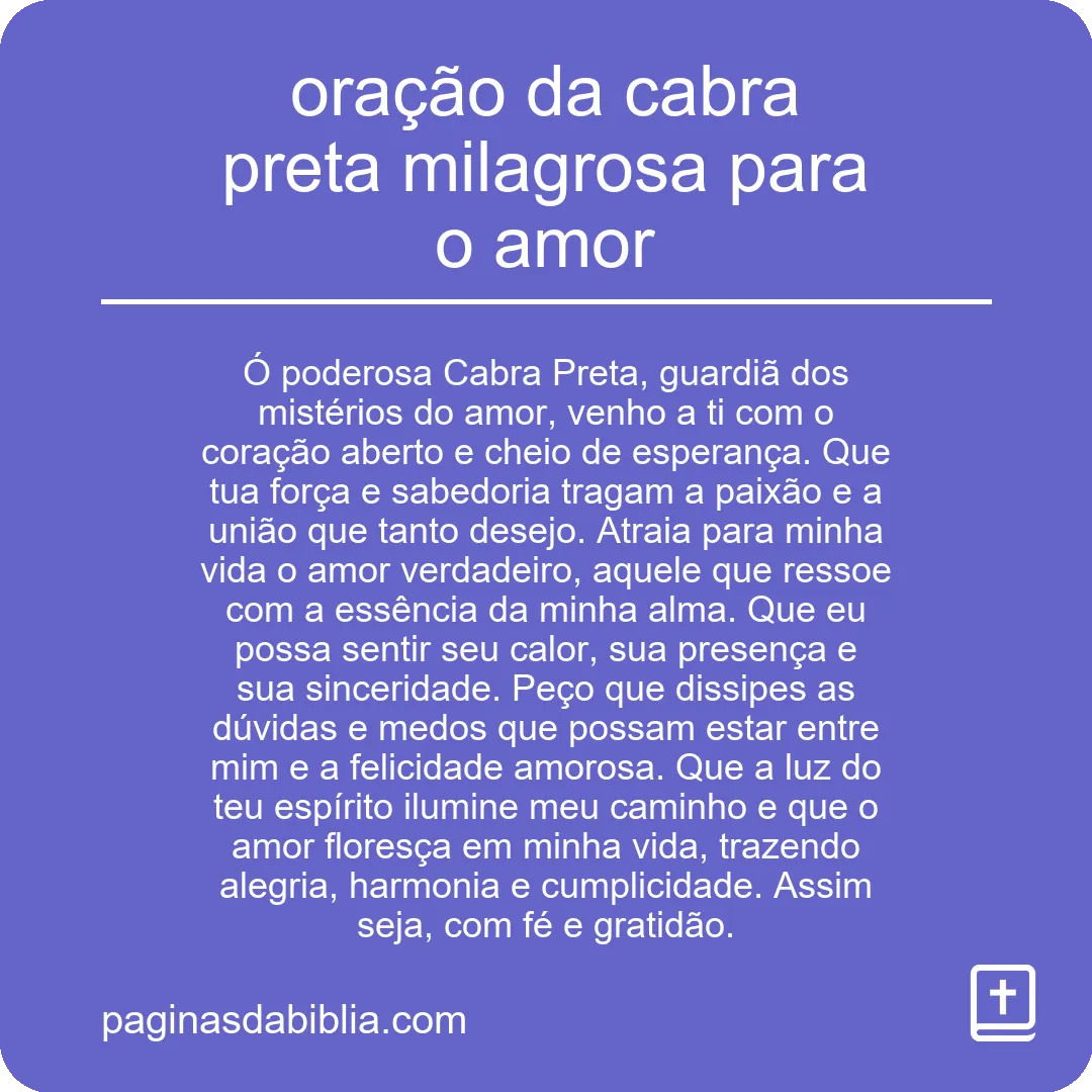 oração da cabra preta milagrosa para o amor