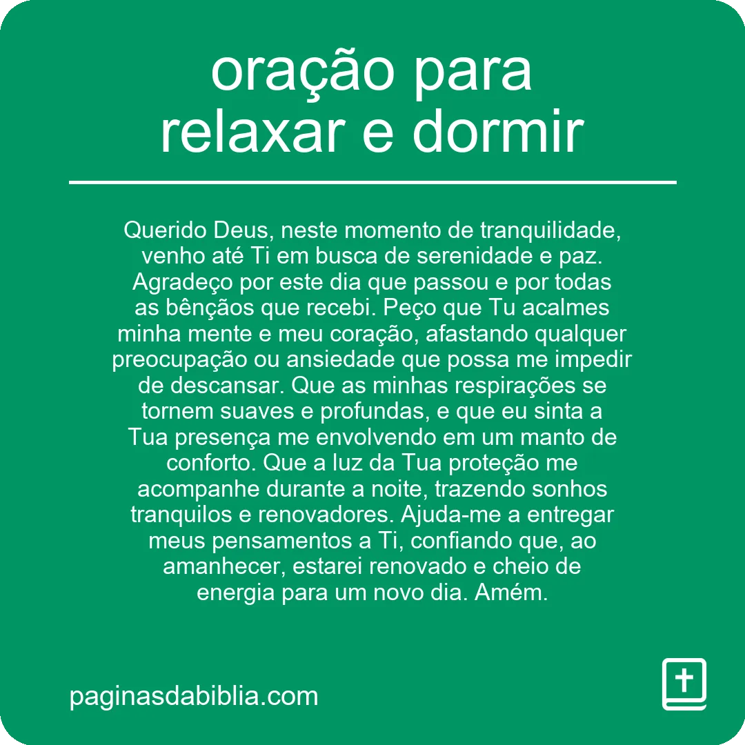 oração para relaxar e dormir