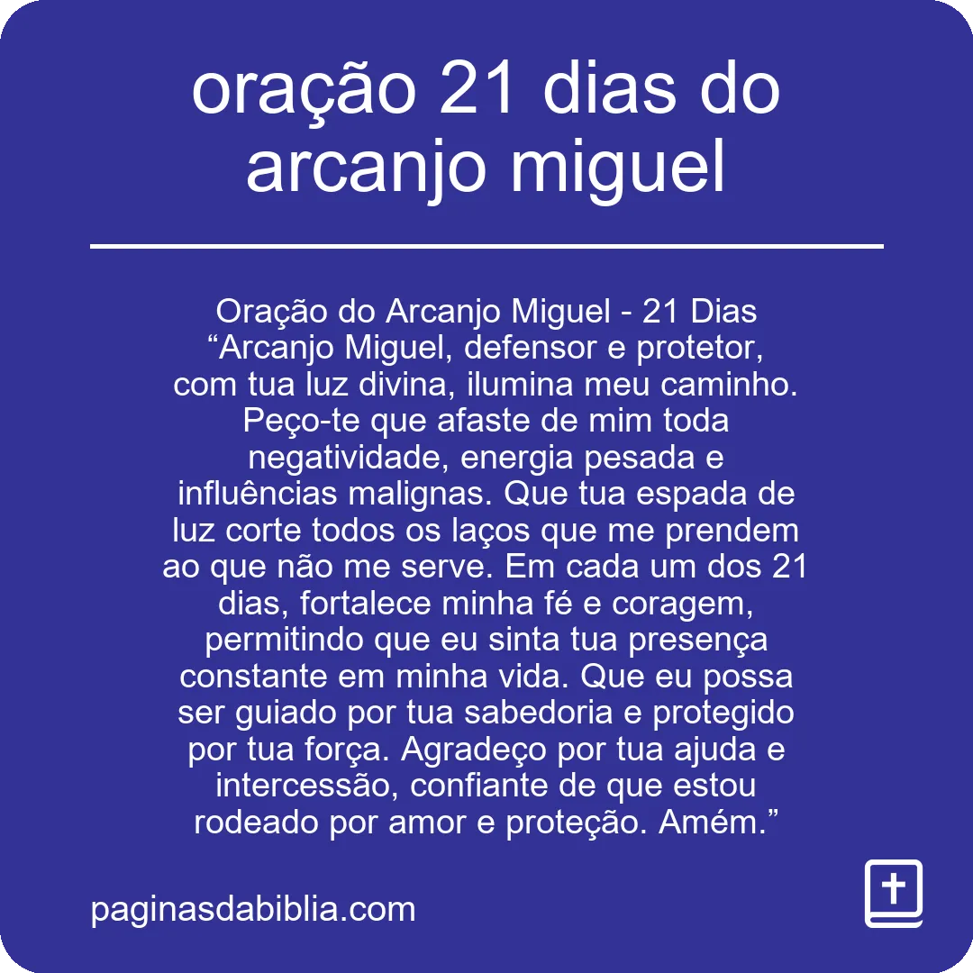 oração 21 dias do arcanjo miguel