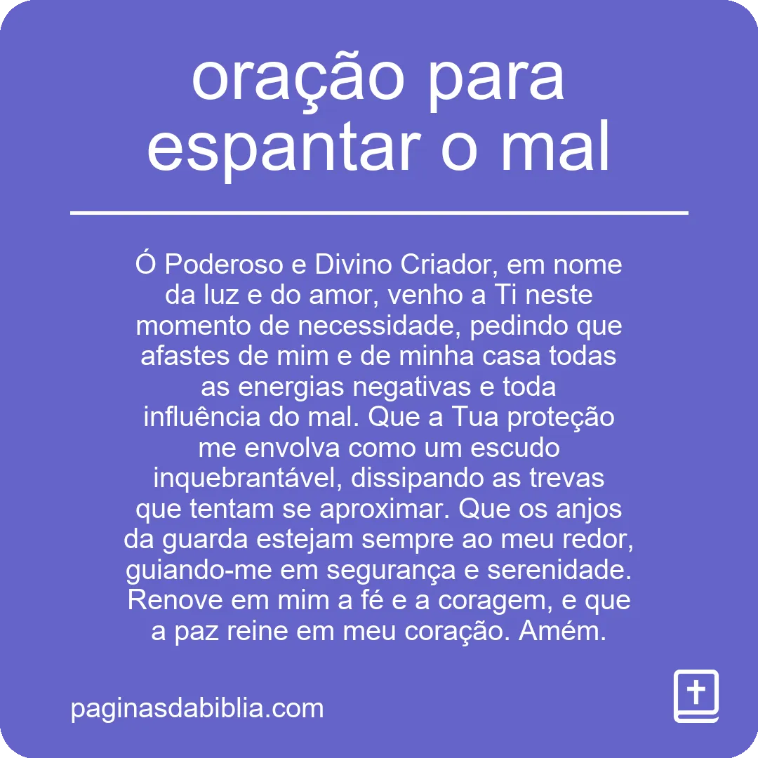 oração para espantar o mal