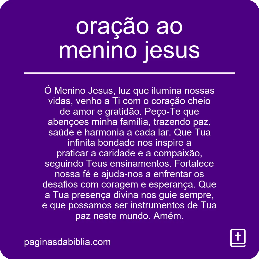 oração ao menino jesus