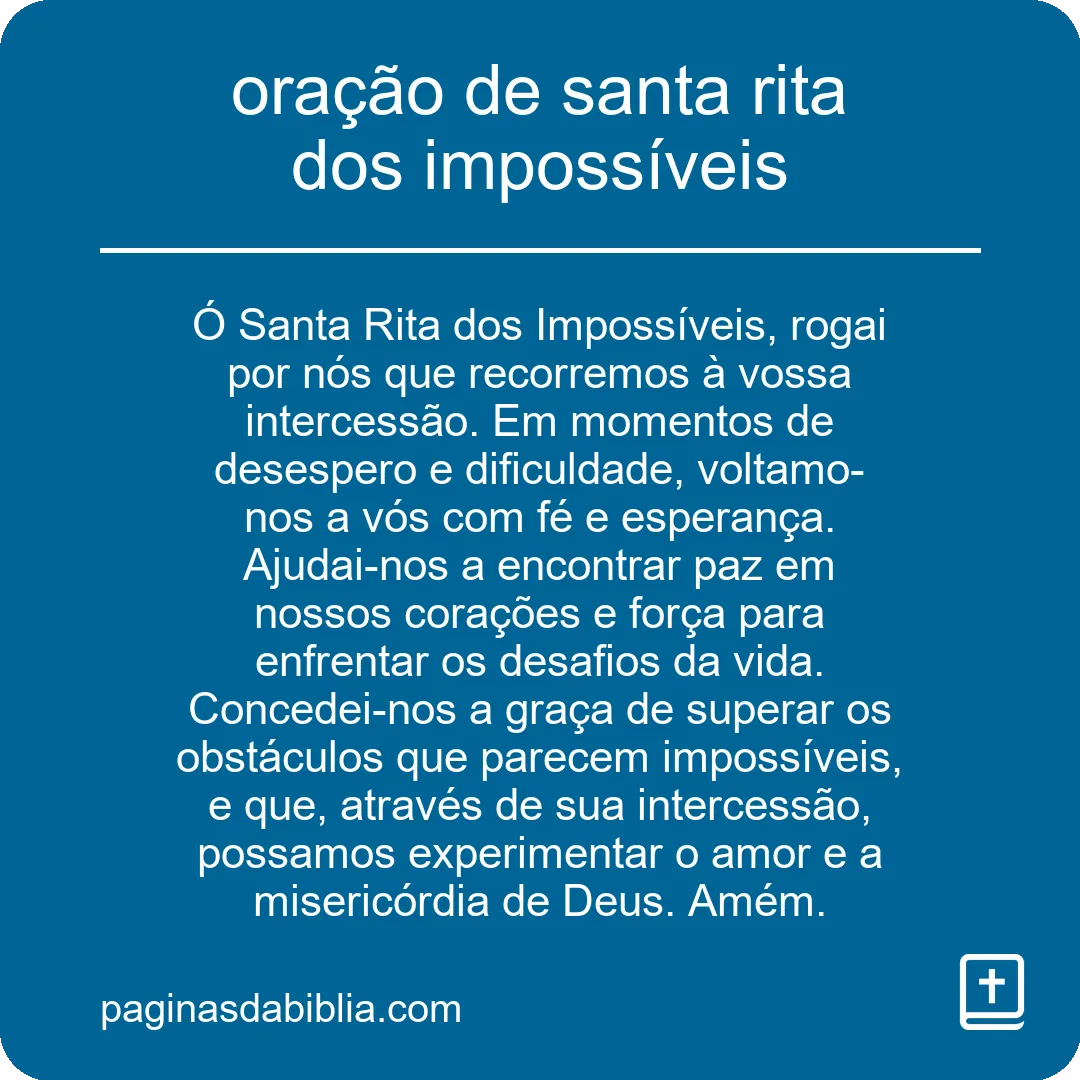 oração de santa rita dos impossíveis