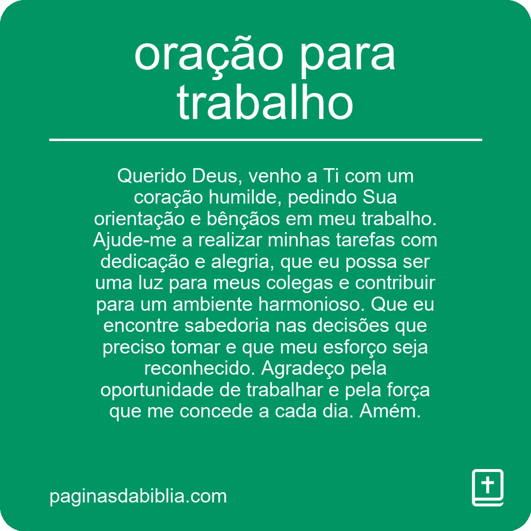 oração para trabalho