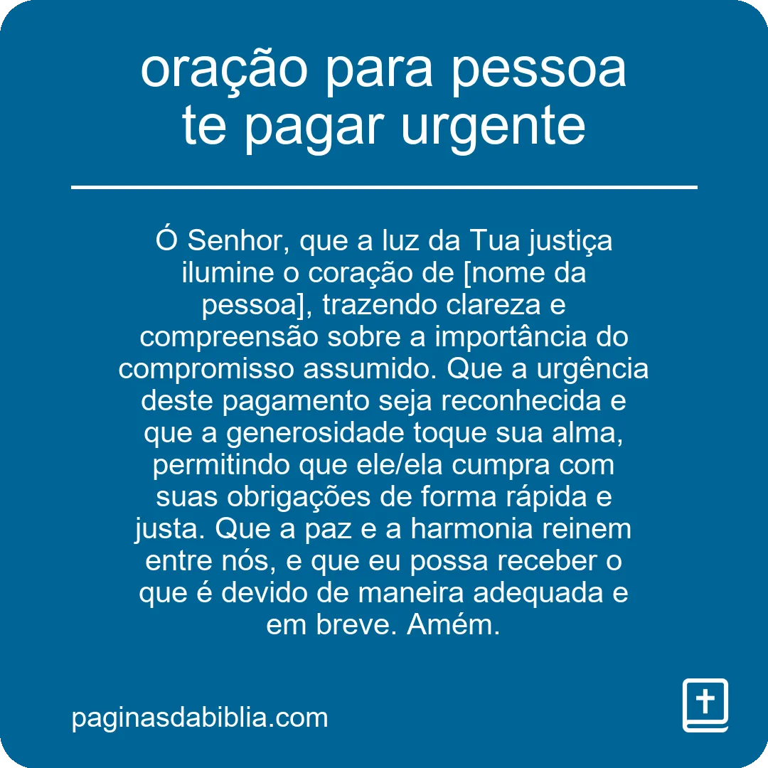 oração para pessoa te pagar urgente