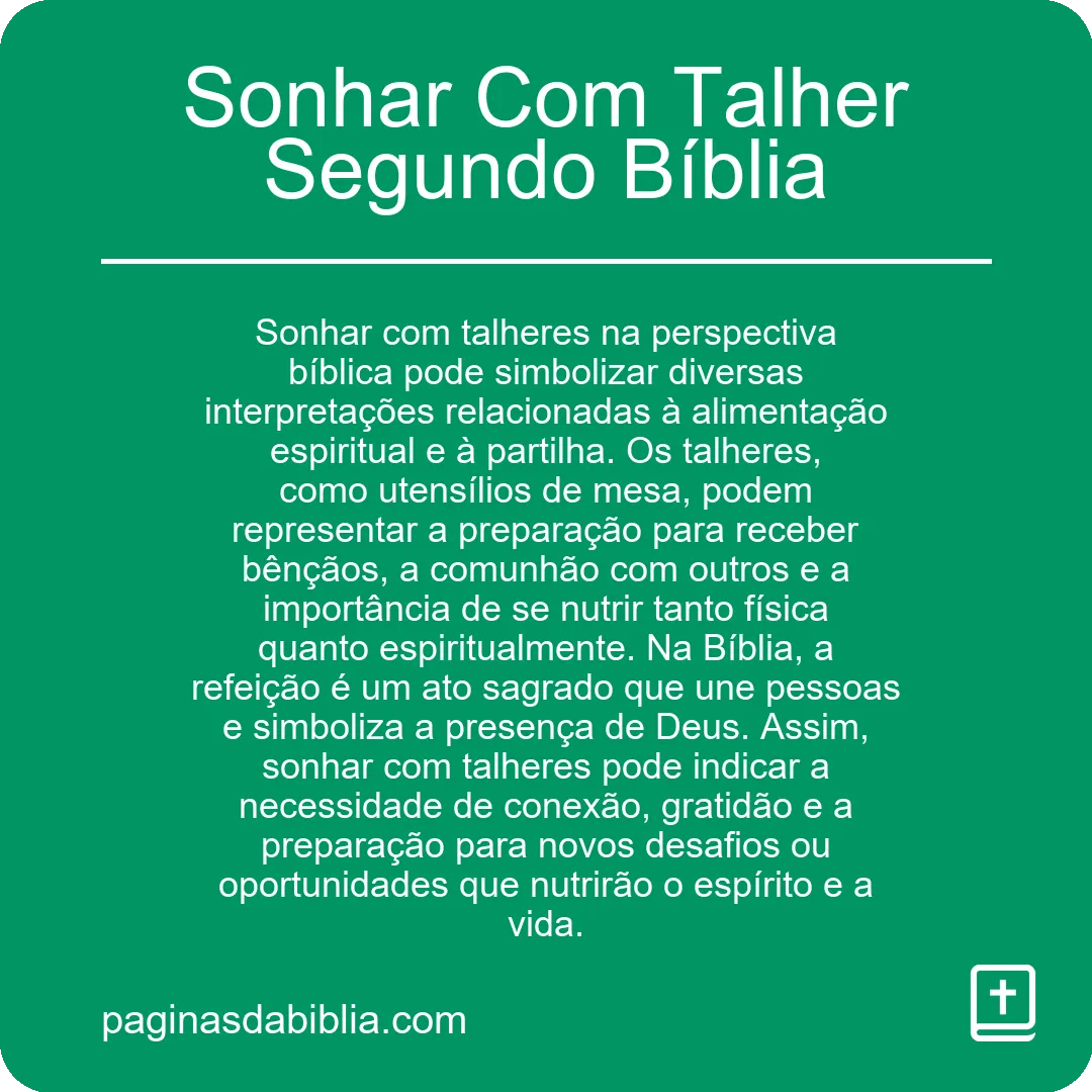 Sonhar Com Talher Segundo Bíblia