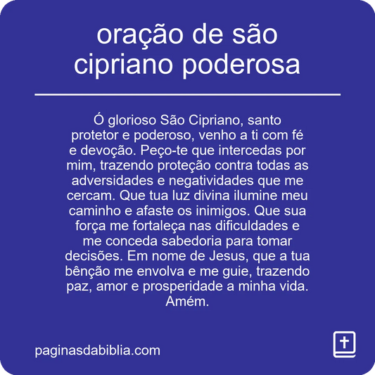 oração de são cipriano poderosa