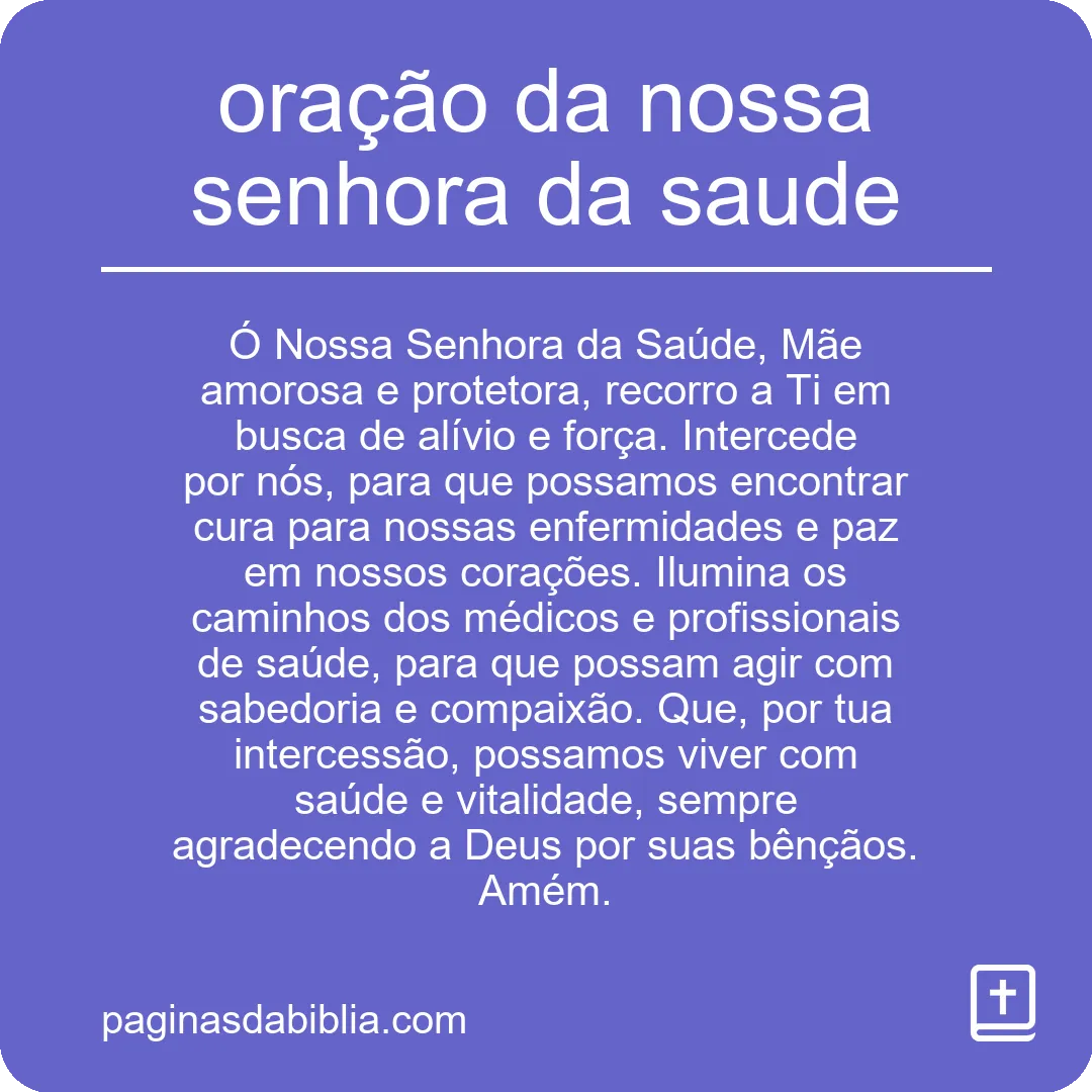 oração da nossa senhora da saude