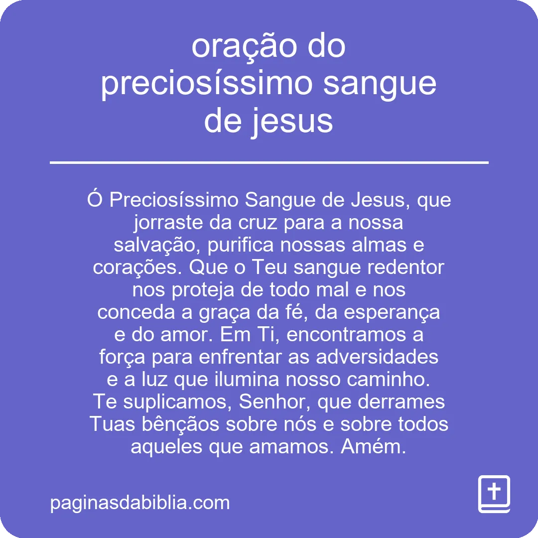 oração do preciosíssimo sangue de jesus