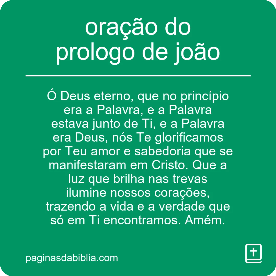 oração do prologo de joão